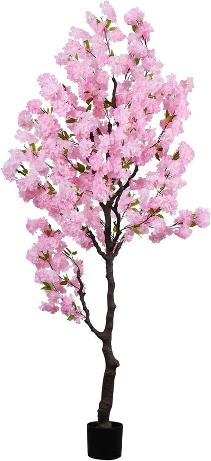 Artificial Pink Cherry Blossom Tree 7 FT Faux Flowering Trees Fake Cherry Blossom Decorative Tree Indoor for Christmas New Year Home Decor