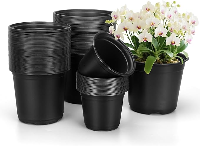 Nursery Pots for Plants, 4 5 6 Inch Plant Pots with Drainage, 120 pcs Plastic Seedlings Flower Pots for Plants, Great for Herbs, Cuttings, and Starter (4+5+6 Inch)