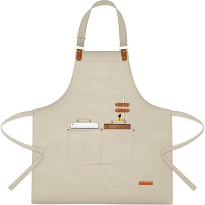 Chef Apron for Men Women with Pockets Adjustable Strap, Water Repellent Apron for Cooking, Baking