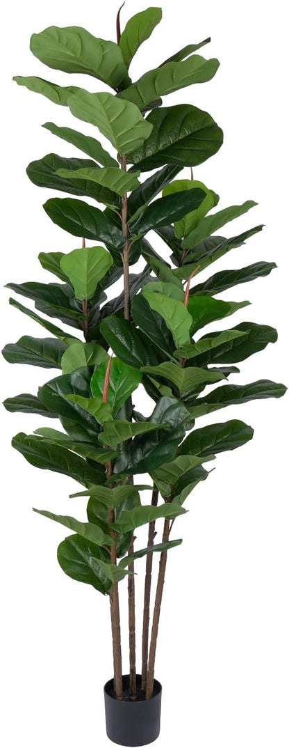 Faux Fiddle Leaf Fig Tree 6 FT - Artificial Ficus Tree with Tall Artificial Plants Large 69 Fiddle Leaves - Lifelike Fake Trees for Home Decor Living Room Indoor Outdoor