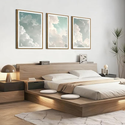 ANHUIB Large Sky Wall Art White Cloud Wall Art Nature Landscape Wall Decor Set of 3 for Living Room Bedroom Dining Room 16x24 Inch