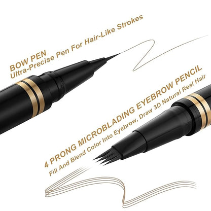 Microblading Eyebrow Pen Kit - Waterproof Brow Makeup Set with Eyebrow Pencil, Eyebrow Gel Clear, Eyeliner, Dual-ended Eyebrow Brush, Natural Looking Brows with Long-Lasting All-Day Hold - Taupe