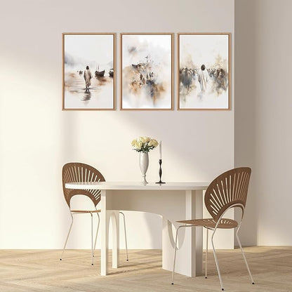 Ausril Jesus Framed Canvas Wall Art Set,Christian Bible Wall Decor, Minimalist Boho Christian Wall Painting, Retro Christmas Generic The Cross Art Prints for Living Room Bedroom, Church -16"x24"x3