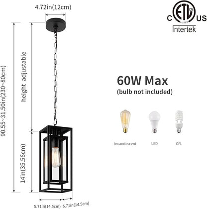 mirrea 14" Outdoor Pendant Lights for Front Porch Hanging Lamps for House Outside Lighting Fixture for Patio Exterior Chandelier for Entryway Ceiling Lanterns for Gazebo
