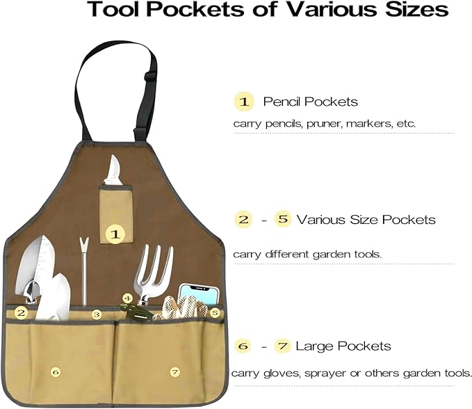 Gardening Apron - Tool Bags & Aprons Tote Storage Bag with Pockets Tool Apron Practical Gardening Gifts for Men