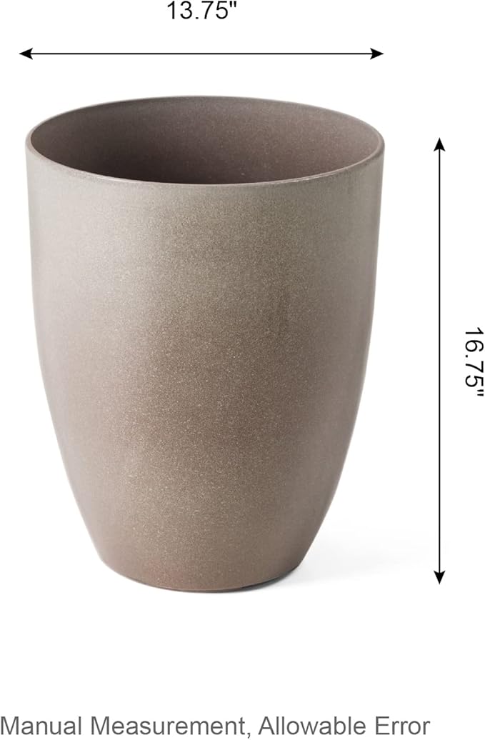 Glitzhome 16.75" H Tall Planters for Outdoor Plants, Oversized Planter, Large Flower Pots with Drainage Hole, Round Faux Ceramic Tall Outdoor Planters for Porch Front Home Deck Patio Garden, Set of 2