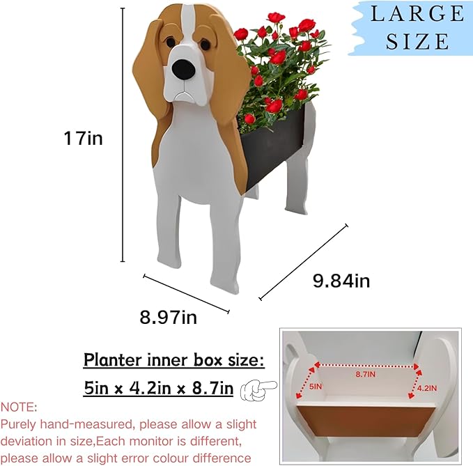 Beagle Dog Planter Plant Pots,Cute Large Dog Flower Planter,Gifts for Pet Lovers,Unique Animal Plant Pots,Office,Indoor Outdoor Garden Decor(9.84 * 8.97 * 17in)