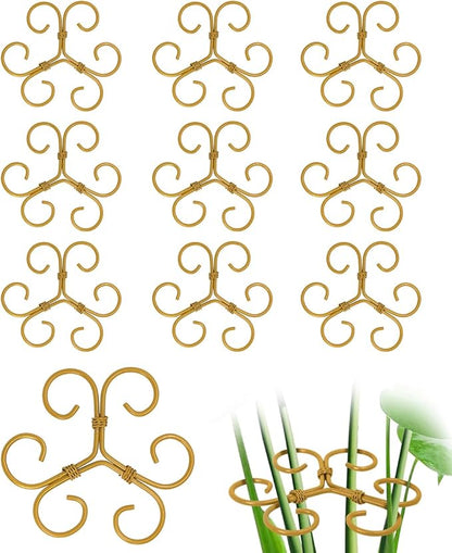 10Pcs Plant Stem Supports for Indoor Plants,2025 New Durable Adjustable Monstera Plant Stabilizer Support,Golden Climbing Plants Stabilization and Support Outdoor 4.1x4.1 inches(10PC-B)