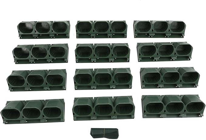 Wall-Mounted Flower Pot Holder for Indoor Outdoor Use on Balcony, Patio, Garden (36-Slot Army Green)