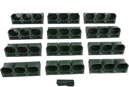 Wall-Mounted Flower Pot Holder for Indoor Outdoor Use on Balcony, Patio, Garden (36-Slot Army Green)