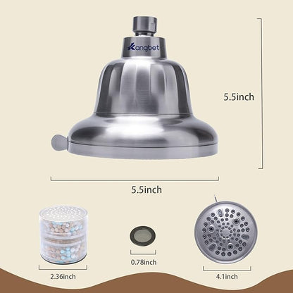 Filtered Shower Head - Shower Filter for Hard Water | Water Softener Shower Head Reduce Impurities for Healthier Scalp, Reduce Hair Shedding,Soothe Dry Skin-Nickel