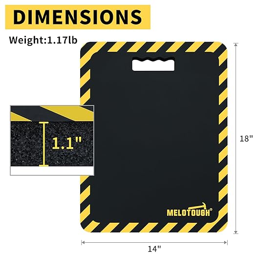 MELOTOUGH Kneeling Pads for Work, Soft Foam Kneeling pad for Gardening, Auto-Repair, Cleaning, Flooring, Water Resistant, Shock Absorption, 18"x14"x1.1" (Black)