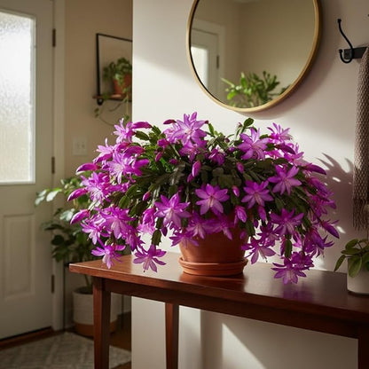 Christmas Cactus Live Plant 4 inch Pot, Christmas Flower Plant, Flower Succulents Plants, Holiday Christmas Cactus for Planting (Purple Christmas Cactus)