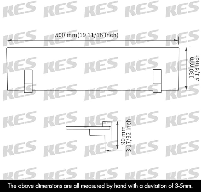 KES Bathroom Shelf Tempered Glass Shelf, 20 Inch Rectangular Glass 8mm-Thick Extended Wall Mount Polished Chrome, BGS3201