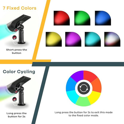 Linkind Solar Lights Outdoor StarRayS, Color Changing Solar Spot Lights, IP67 Waterproof Soalr Power Colored for Landscape Garden Pathway Walkway (Multicolor, 10 Pack)