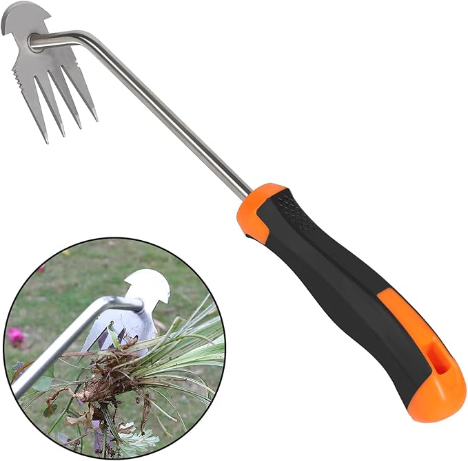 Weed Remover Tool,Portable Garden Weeder Tool,2024 New Gardening Weeding Tools,for Garden Hand Tools for Vegetable Gardening Backyard Farm Planting & Uprooting Weeding Tool (Rubber Handle)