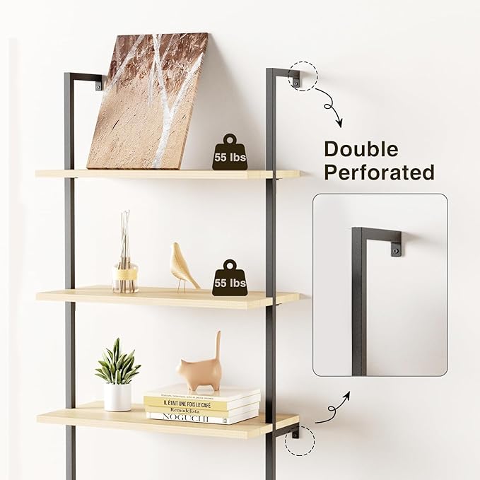 Set of 2 Tall Bookshelf with Storage, 6 Tier Ladder Bookshelf with Rattan Cabinet, Wall Mounted Bookcase with Doors & Metal Frame for Living Room, Bathroom, Home Office, Black
