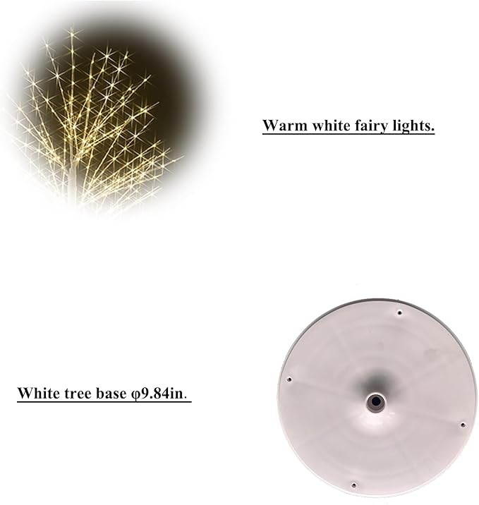 Hairui Lighted White Tree with 576L Warm White Fairy Lights 4FT, Twig Tree with Lights for Indoor Outdoor Home Thanksgiving Christmas Winter Holidays Party Decoration