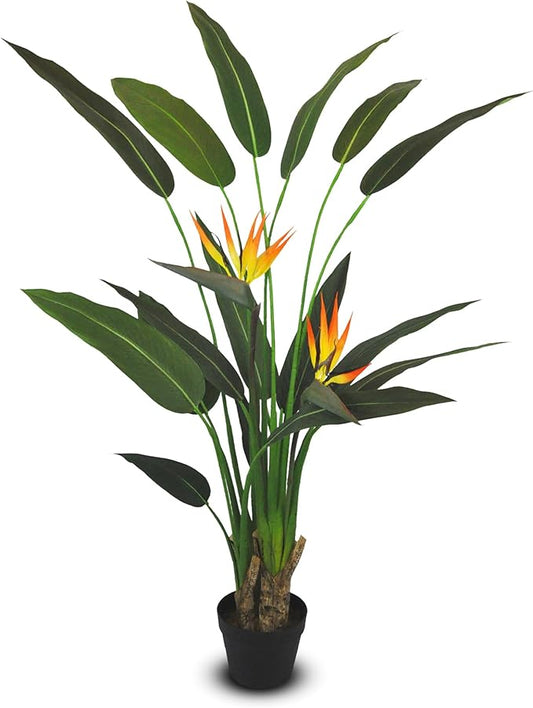 Bird of Paradise Artificial Plant 140cm (4.5 ft), Artificial Tree with Flowers for Home Decoration, Realistic Look, Faux Tall Plant for Indoor use, Tropical Faux Floor Plant, 1 Pack