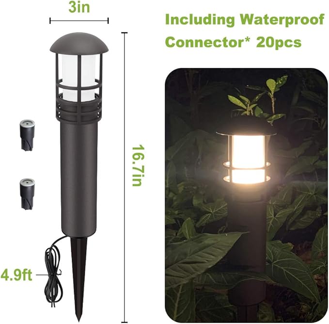 VOLISUN Outdoor LED Landscape Lighting,8-Pack 3W 12V Low Voltage Pathway Lights,Outdoor Waterproof Garden Lights,Aluminum Housing ETL Listed,CRI 90+,3000K Warm White for Driveway Sidewalk