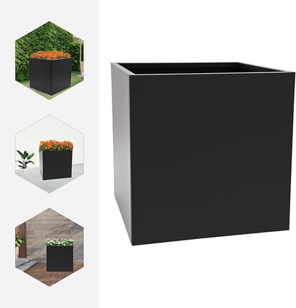 DYNAMI Square Planter Box Black Steel Planter,26x26x26in Metal Planter Box Large Cube Plant Pot for Outdoor Plants,Modern Heavy Duty Flower Pot for Patio, Deck, Yard, Garden