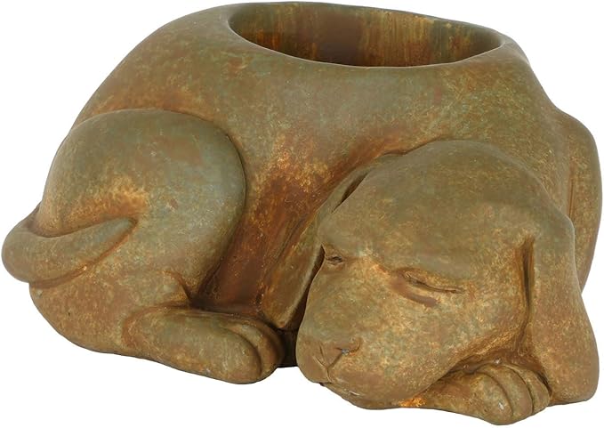 Classic Home and Garden Cement Buddies Animal Planter - Cute Desk Decoration - UV Coated Animal Vase w/Drain Plug - Succulent Plant Pot for Indoor/Outdoor Use (Dog Planter, Rust, Small)