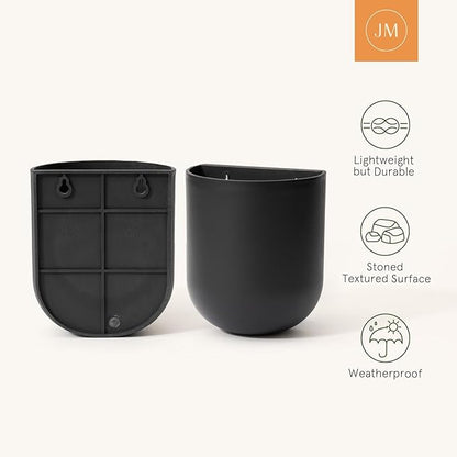 LA JOLIE MUSE Wall Hanging Planters for Indoor Plants，Hanging Flower Pots for Air Plants Succulent, Set of 2, 5.7L*4.1W*7H, Black