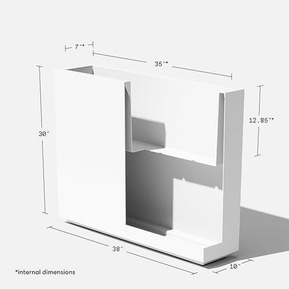 Veradek Span Plastic Box Series Planter - Tall Rectangular, White, All-Weather Resistant, Removable Insert Bucket, Modern Design, Indoor/Outdoor Use