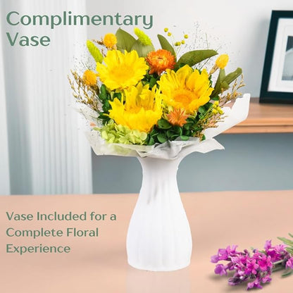 vaanshie Preserved Sunflower Bouquet - Forever Flowers for Delivery, Long-Lasting Flower with Gift Box, Eternal flowers Bouquet for Mothers, Mom, Wife Anniversary Birthday Gifts for Women and Her
