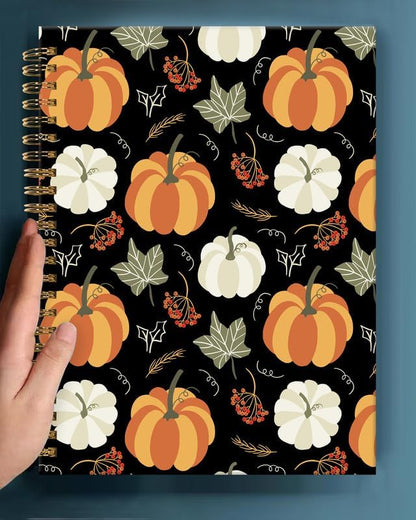 Spiral Journal Notebook,A5 Hardcover Lined Journals for Women Girl 6 x 8.3 in,120 Pages Thick Paper,Cute College Ruled Writing Notebook for Gifts Office Work School(Autumn Pumpkin Leaf)