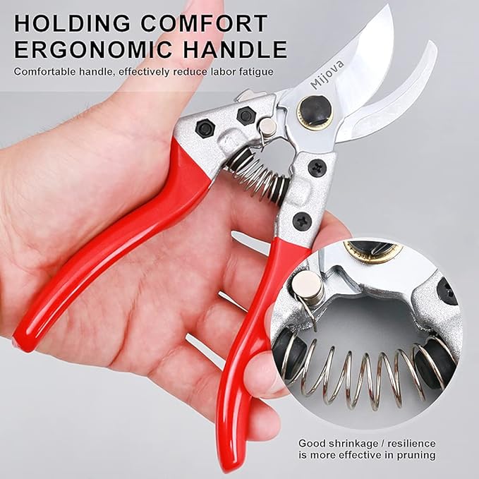 Professional Garden Shears, Sharp Pruning Shears for Gardening, Secateurs for Plants, Flowers, Twigs, Roses, Grapes, Bonsai Trees, Ideal Garden Clippers & Trimmers (silver)