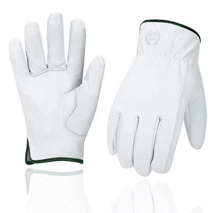 Leather Work Gloves, Gardening Gloves for Women and Men, Soft and Thin Goatskin Garden Gloves for Outdoor Yard Garden, L