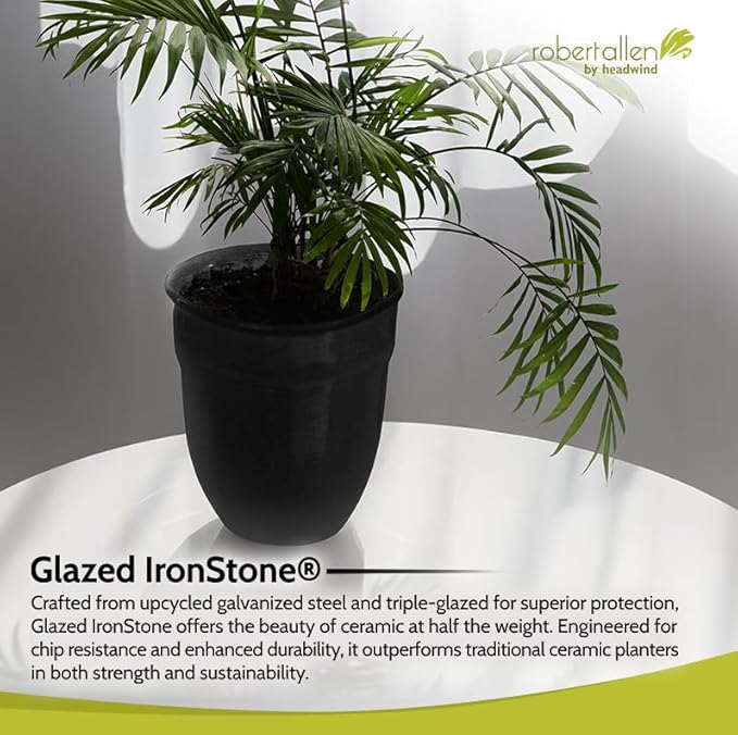 Headwind Glazed Ironstone Boutique Collection Plant Pot Indoor – Mini Venti 5 Inch – Graphite Color Flower Pots for Indoor Plants - Glazed Pots for Plants by Robert Allen