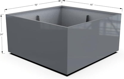 Plantercraft Powder-Coated Aluminum Planter Box - Square Cube - Metal All Weather | Indoor Outdoor | Made in USA | Fully Assembled