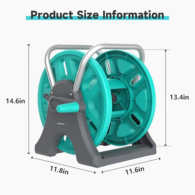 Garden Hose Reel Cart,Portable Hose Reel Holder Hold Up to 50-80 Feet of 5/8" Hose,Wall Mounted Water Hose Reel,Upgraded Plastic Wheels for Outside Car Washing, Watering (Blue, 80FT)