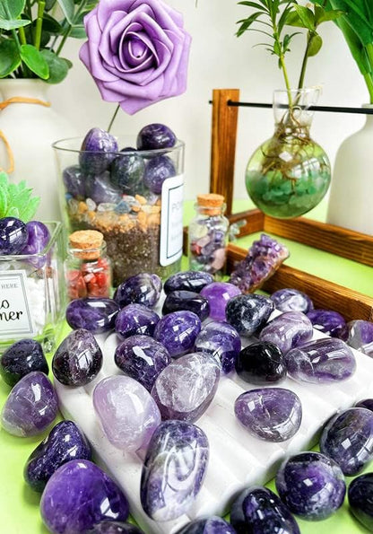 DUQGUHO Amethyst Healing Crystals Stones Set Natural Bulk Crystals Tumbled Polished Irregular Crystal Stones Bulk Rocks 0.45 lbs