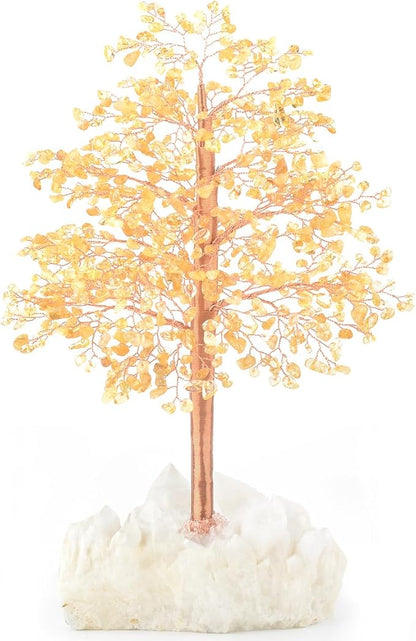 Citrine Gemstone Crystal Tree of Life,Money Tree Bonsai,Chakra Balancing Positive Energy Good Luck Prosperity Healing Crystals,Feng Shui Table Decor Gift Size 10-11"