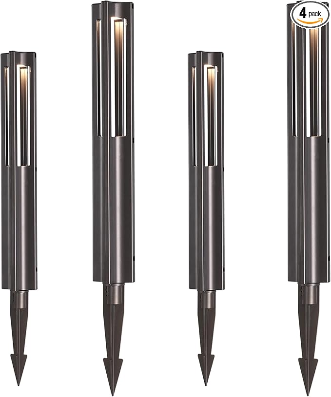 Energetic Low Voltage Landscape Lighting, IP65 Waterproof LED Pathway Lighting, Aluminum Outdoor Landscape Path Lights for Garden, 12-24V AC/DC Walkway Lights, 3000K Warm White, Bronze, 4 Pack