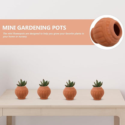 balacoo 4Pcs Mini Terracotta Pots Clay Planters for Succulents Small Indoor Plant Containers Lightweight Flower Pots for Desk Bookshelf and Garden