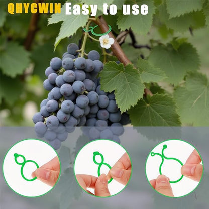 200 Pcs Plant Support Clips, 2 Types in 1 Pack, Plastic Garden Clips for Tomato, Grape, Cucumber, Vine Plants, Reusable Plant Clips for Climbing Plants (Green White)
