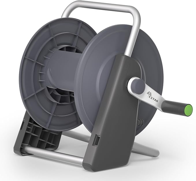 Garden Hose Reel Cart,Hose Holder Up to 50-60 Feet of 5/8" Hose,Wall Mounted Water Hose Reel,Portable Hose Reels for Outside Car Washing, Watering