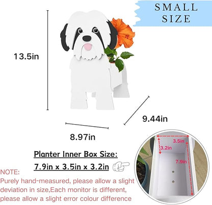 Shih Tzu Dog Planter Plant Pots,Cute Dog Flower Planter,Gifts for Pet Lovers,Unique Animal Plant Pots,Office,Indoor Outdoor Garden Decor(9.45 * 8.97 * 13.5in)