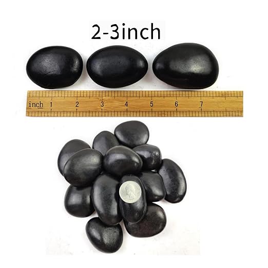 Natural Black River Rocks - 2-3 inch 5LB High Polished Decorative Pebbles, Black Stones for Landscaping, Natural River Rocks for Outdoor Décor, Polished Pebbles for Plants.
