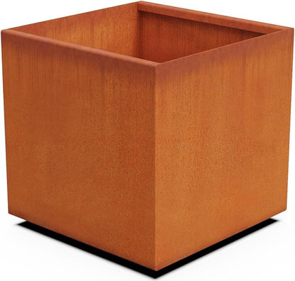 PLANTERCRAFT Corten Steel Planter Square Cube Metal Garden Box Heavy Duty | Made in USA | Fully Assembled | Commercial Residental Outdoor