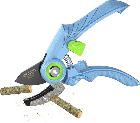 Small Garden Scissors for Gardening, Lightweight Hand Pruning Shears for Women, Sharp Stainless Steel Blade Mini Garden Clippers for Plants, Flowers [Ergonomic Soft Grip][Safety Lock]