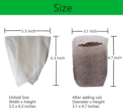 gardtree Plant Nursery Bags 5.5 * 6.3 inches 200PCS, Non-Woven Biodegradable Plant Grow Bags Fabric Seedling Starter Bags for Vegetable Flower Fruit Saplings Tree, Home Garden Supply