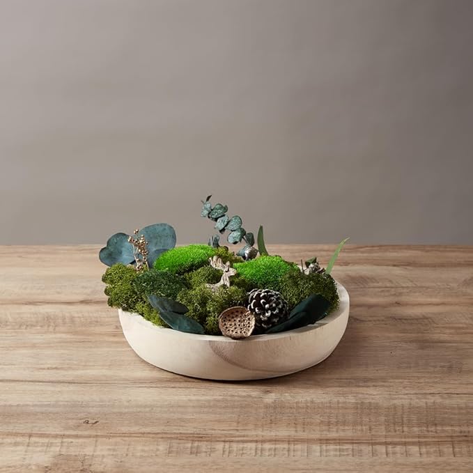 Large Natural Green Decorative Moss Reindeer Vase & Bowl Filler|Preserved Leaves, Ferns, Dried Plant Christmas Wedding Party Decor(Christmas-1)