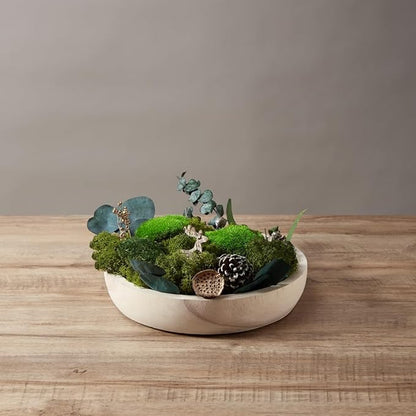 Large Natural Green Decorative Moss Reindeer Vase & Bowl Filler|Preserved Leaves, Ferns, Dried Plant Christmas Wedding Party Decor(Christmas-1)