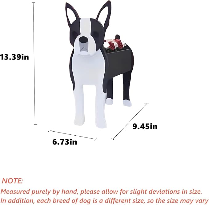 Boston Dog Planter Plant Pots,Cute Dog Flower Planter,Gifts for Pet Lovers,Unique Animal Plant Pots,Office,Indoor Outdoor Garden Decor(9.45 * 6.73 * 13.39in)