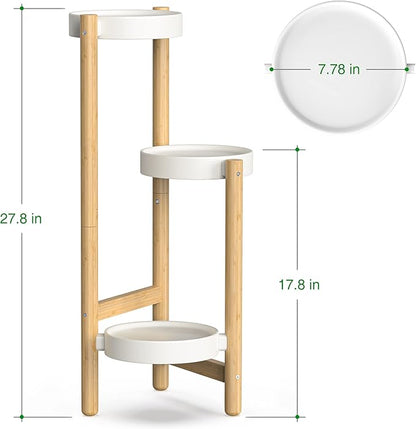 Bamboo Plant Stands for Indoor Plants, Tall Plant Stands for Corner Plant Shelf Multiple Flower Holder for Indoor Outdoor Garden Patio Balcony Living Room (3-tier)